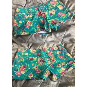 Flower print shorts.